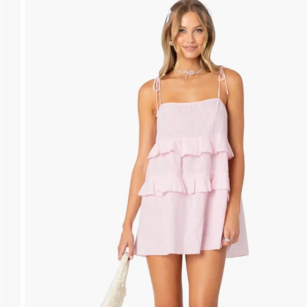 Dorothia Tiered Ruffle Cotton Minidress – Edikted